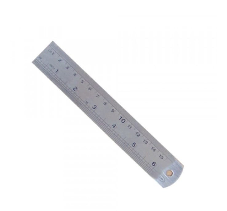 regla metalica funda roja 15 cm