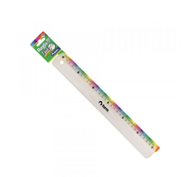regla plastica colores surtidos 30 cm